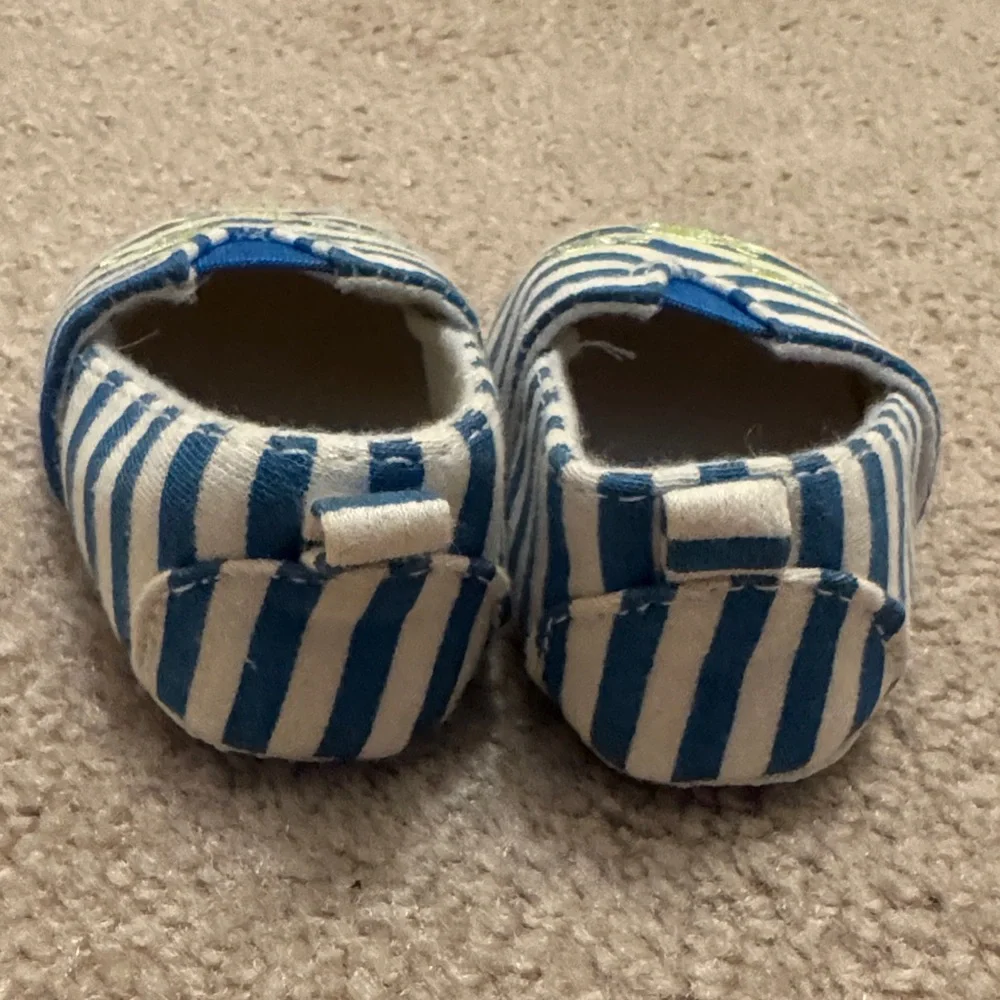 Baby Gear Blue and White Striped Baby Shoes - Picture 3 of 5